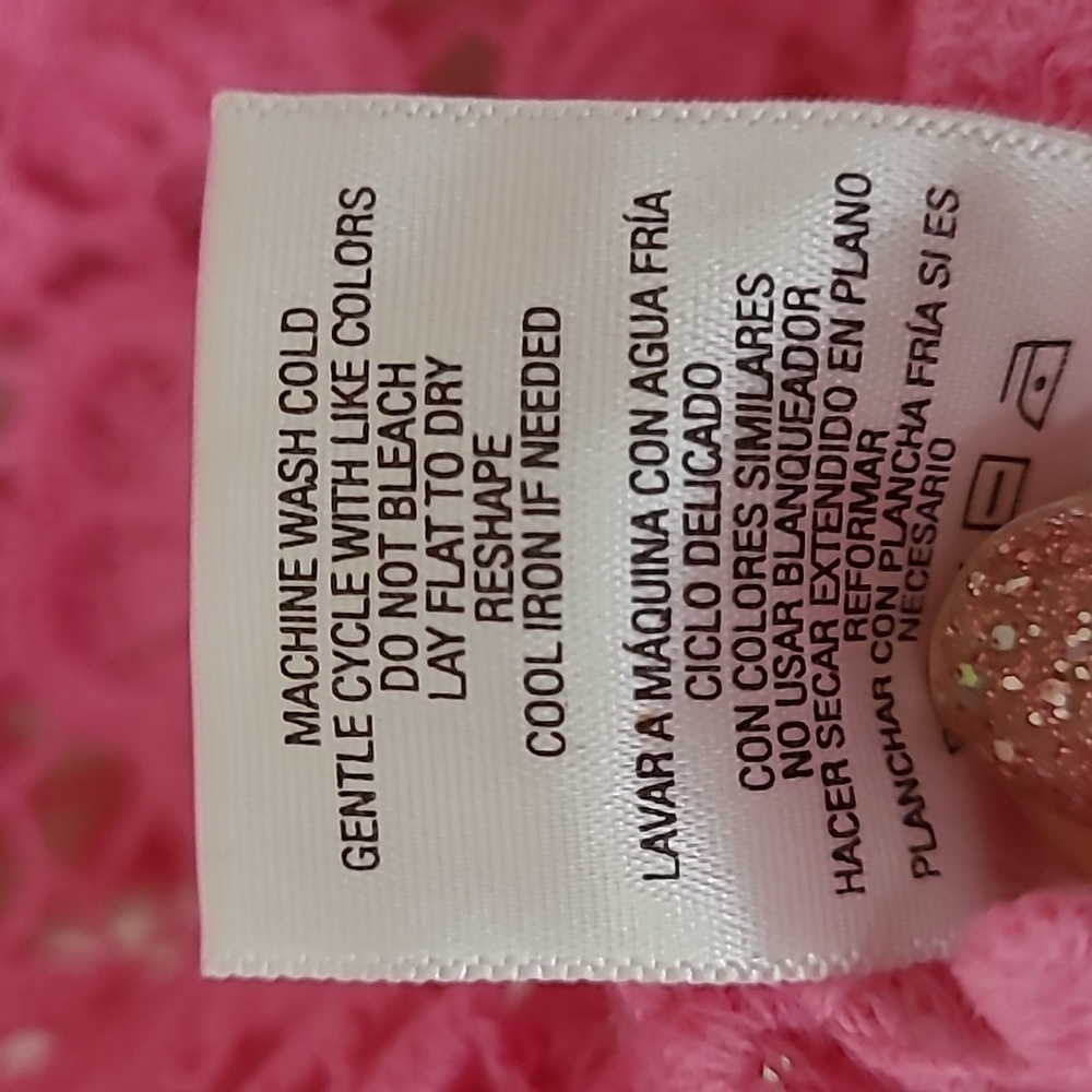 BONGO Vintage Crochet Lace Cropped Top Pink with Floral Design Size M - Picture 5 of 6